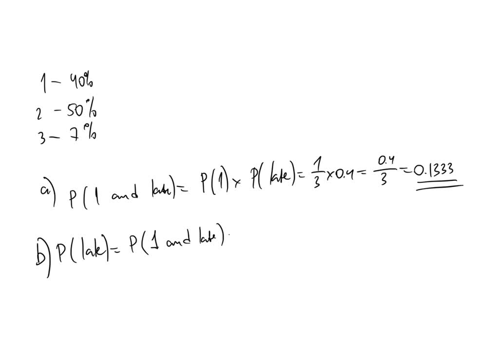 SOLVED: Three different airlines (1, 2, and 3) operate night flights ...