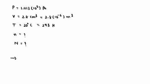 a-how-many-molecules-are-present-in-sample-of-an-ideal-gas-that-occupies-volume-of-260-cm3-is-at-a-temperature-of-208c-and-is-at-atmospheric-pressure-molecules-b-how-many-molecules-of-the-ga-31402