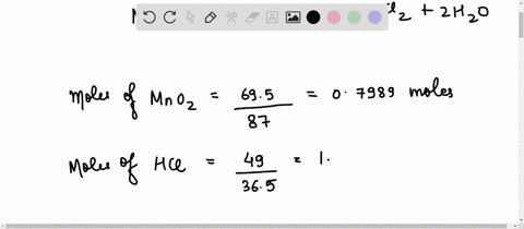 chlorine-forms-from-the-reaction-of-hydrochloric-acid-with-manganeseiv-oxide-the-blanced-equation-is-given-below-mno2-4-hcl-mncl2-cl2-2-h2o-calculate-the-theoretical-yield-and-the-percent-yi-54087