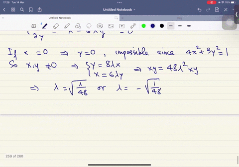 find-the-points-on-the-ellipse-4x2-3y2-1-where-fxy-xy-has-its-extreme-values_-the-points-are-type-an-ordered-pair-use-a-comma-to-separate-answers-as-needed-type-an-exact-answer-using-radical-28502