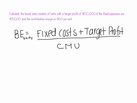 calculate-the-break-even-number-of-units-with-a-target-profit-of-120000-if-the-fixed-expenses-are-15000-and-the-contribution-margin-is-60-per-unit-53978