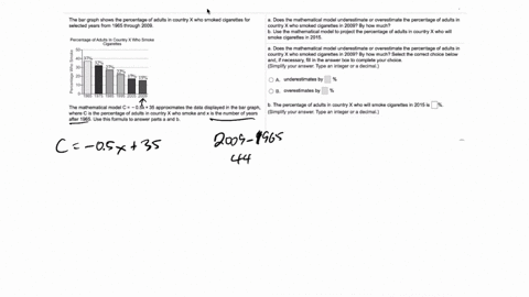 the-bar-graph-shows-the-percentage-of-adults-in-country-x-who-smoked-cigarettes-for-selected-years-from-965-through-2009-does-the-mathematical-model-underestimate-or-overestimate-the-percent-31706