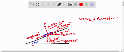 in-the-figure-a-horizontal-force-fafa-of-magnitude-190-n-is-applied-to-a-311-kg-book-as-the-book-slides-a-distance-d-034-m-up-a-frictionless-ramp-at-angle-30-a-during-the-displacement-what-i-74915