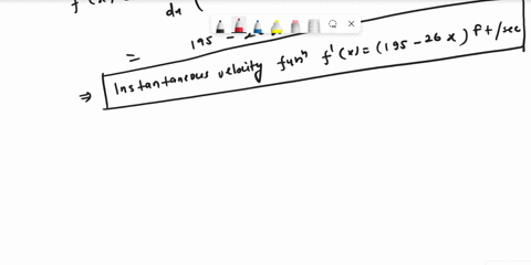 if-an-object-moves-along-the-y-axis-marked-in-feet-so-that-its-position-at-time-x-in-seconds-is-given-by-fx195x13x2-find-the-following-a-the-instantaneous-velocity-function-vfx-b-the-velocit-61622
