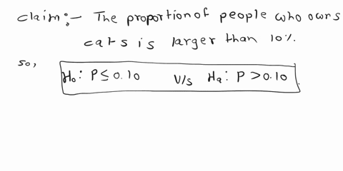 test-the-claim-that-the-proportion-of-people-who-own-cats-is-larger-than-10-at-the-005-significance-level-the-null-and-alternative-hypothesis-would-be-h0p01-h1p01-based-on-a-sample-of-100-pe-87467