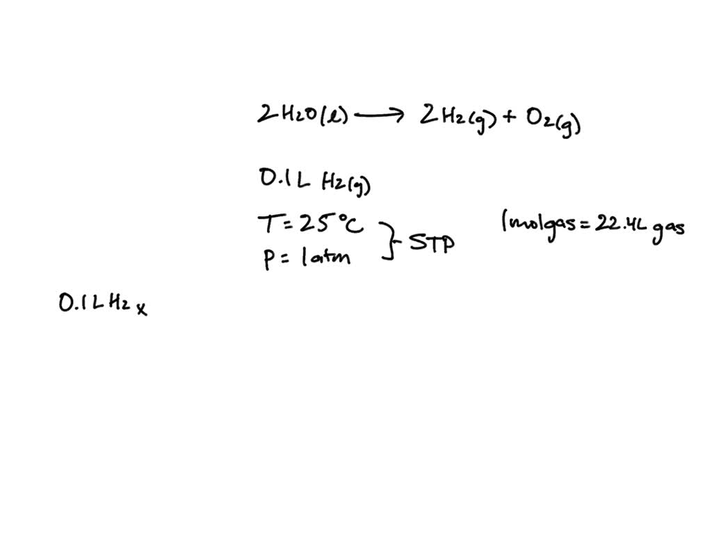 SOLVED A hydrogen fuel cell gas chamber is .1 L. Calculate the volume of water needed to