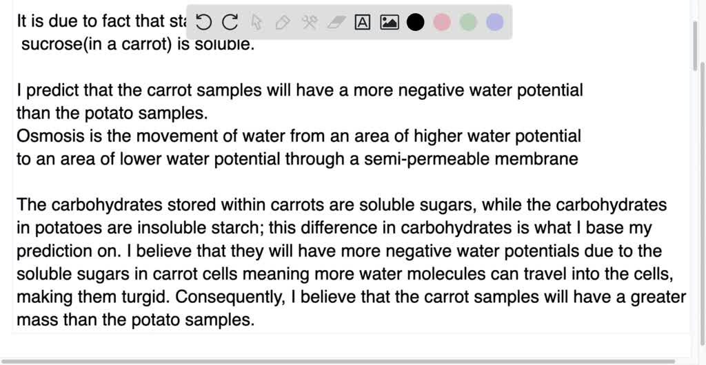 SOLVED Do carrots and potatoes have similar water potentials? Suggest