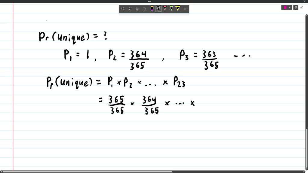 SOLVED: In a room of 23 people, what is the probability that at least