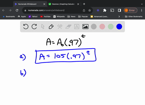 a-certain-radioactive-substance-decays-exponentially-with-a-yearly-decay-factor-of-097-there-are-initially-105-grams-present-a-write-a-formula-that-gives-the-amount-a-in-grams-of-the-substan-41172