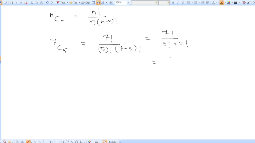 SOLVED Use the combination formula to solve a problem when n = 7 and r
