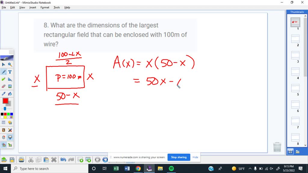 SOLVED 4 What are the dimensions of the largest rectangular field that