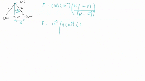 three-charges-are-at-the-corners-of-an-isosceles-triangle-as-shown-in-fig2-the-500-ac-charges-form-dipole-find-the-force-magnitude-and-direction-the-10-pc-charge-exerts-on-the-dipole-b-for-a-59245