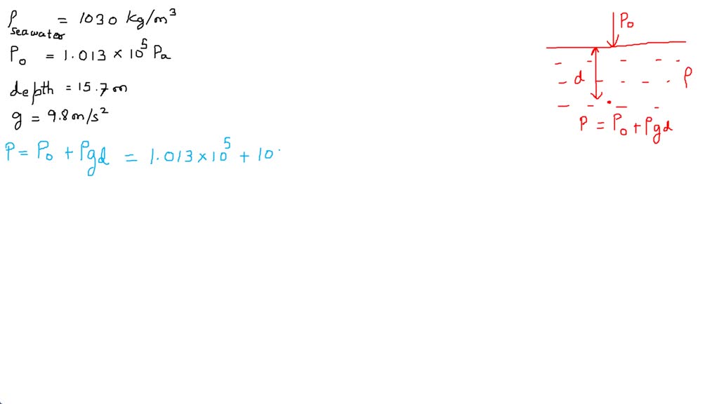 SOLVED The density of sea water is 1030 kg/m3. Air pressure (at sea