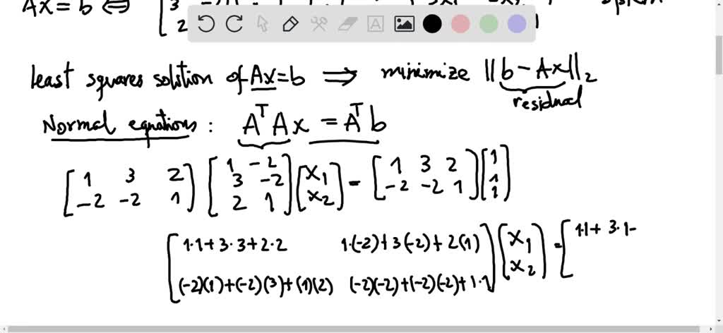 SOLVED: Find a least squares solution of A 𝐱=𝐛 by constructing and ...