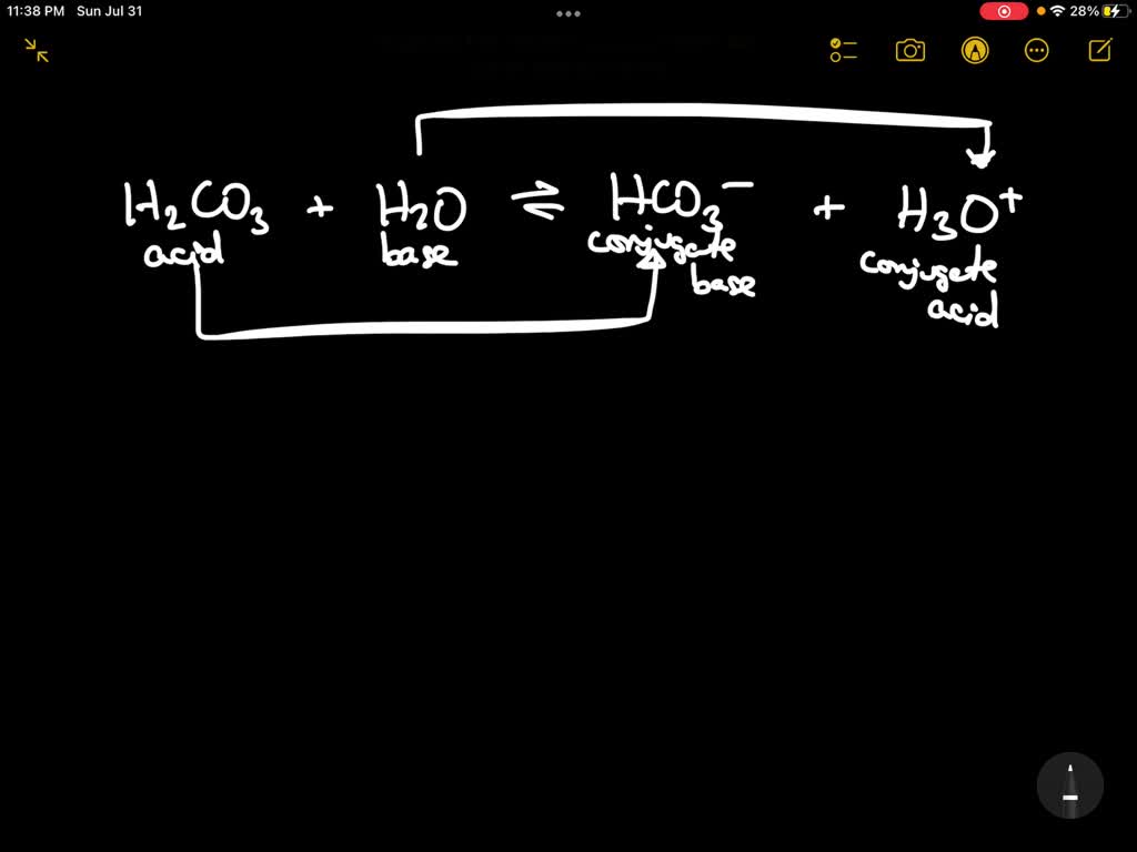 SOLVED In the equation H2CO3 + H2O HCO3 + H3O+ Group of answer
