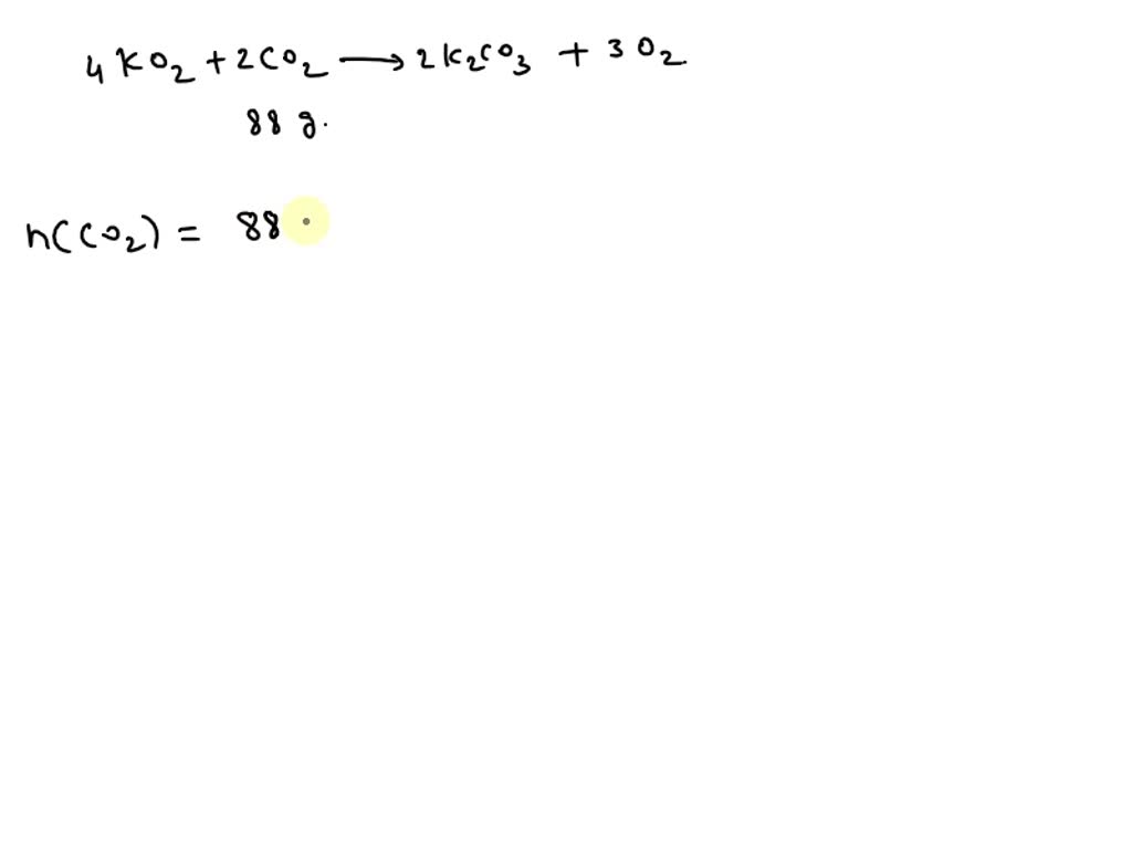 The reaction of potassium superoxide, KO2, is used in lifesupport