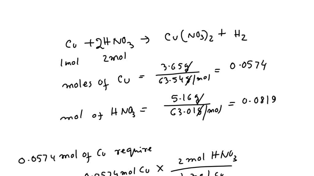 What mass of Cu(NO3)2 can be prepared from the reaction of 3.65 grams