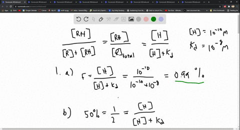 the-circulating-molarity-of-a-hormone-is-10-10-m-and-the-dissociation-constant-for-binding-of-the-hormone-to-its-receptor-is-10-8-m-the-fraction-of-receptors-r-bound-to-hormone-h-to-form-a-r-13404
