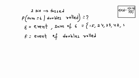 a-pair-of-dice-is-tossed-find-the-probability-that-the-sum-on-the-2-dice-is-6-given-that-doubles-are-rolled-enter-your-probability-as-a-fraction-67671