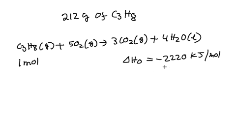 how-much-heat-is-produced-by-the-combustion-of-212-g-of-propane-c3h8-c3h8g5o2g3co2g4h2olh2220kjmol-99387