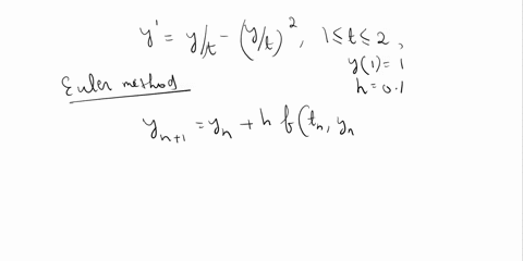 use-the-modified-euler-method-to-approximate-the-solutions-to-each-of-the-following-initial-value-problems-and-compare-the-results-to-the-actual-values-1-y-yt-yt2-1-t-2-y1-1-with-h-01-actual-64552