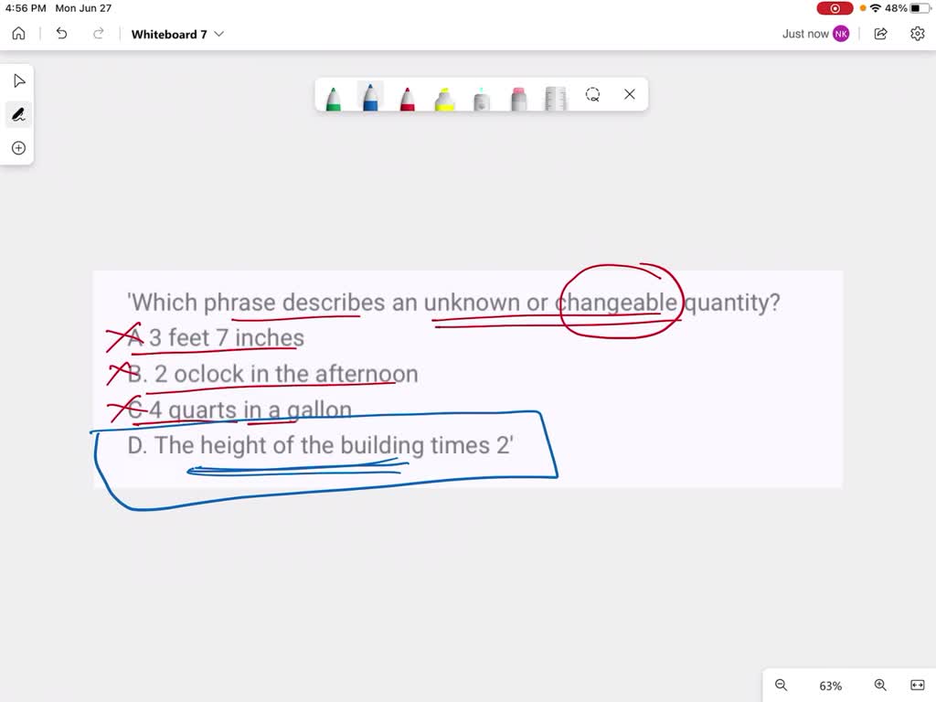 SOLVED 'Which phrase describes an unknown or changeable quantity? A 3