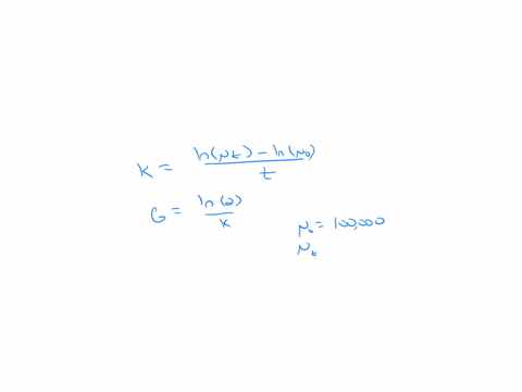 you-inoculate-100000-bacteria-into-a-nutrition-broth-and-incubate-the-broth-for-5-hours-the-cell-count-after-5-hours-is-25-million-use-this-information-and-calculate-the-growth-rate-k-and-th-35078