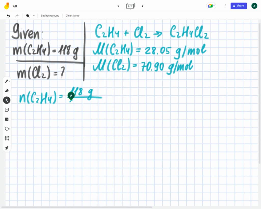 SOLVED Ethene C2H4 gas reacts with chlorine gas Cl2 to