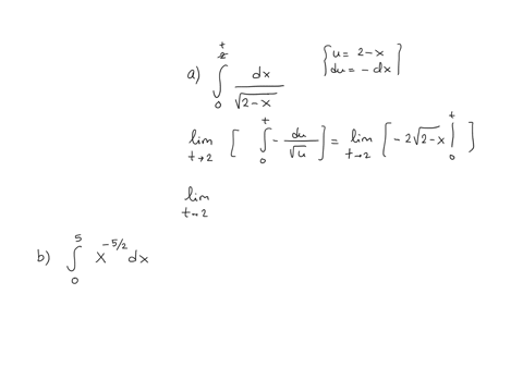 use-the-definition-of-an-improper-integral-to-evaluate-the-following-integrals-a-int_02-frac1sqrt2-x-d-x-b-int_05-frac1x5-2-d-x-c-int_1infty-frac2ex-d-x-3