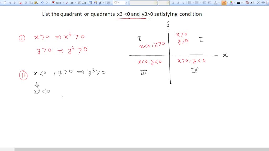 SOLVED List the quadrant or quadrants x3 0 satisfying condition.