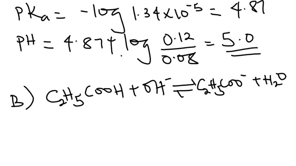 SOLVED: Consider a buffer prepared to contain 0.080 M propionic acid ...