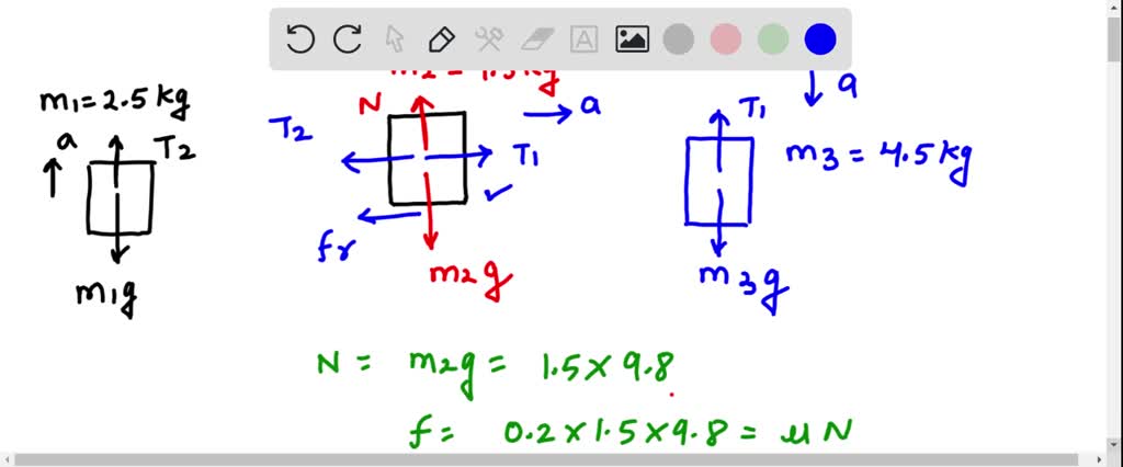 SOLVED: A mass m2 with a mass of 1.5 kg rests on a horizontal table ...