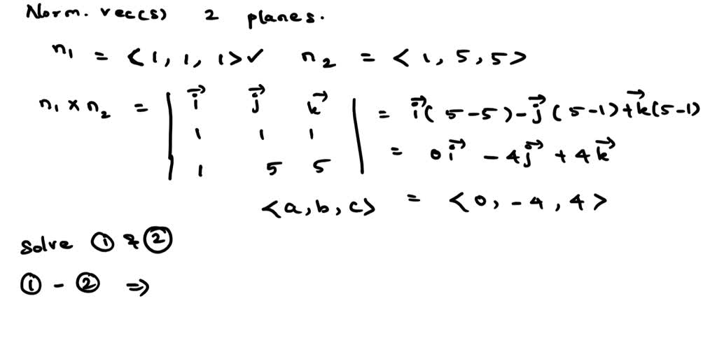 SOLVED: Consider the following planes. x + y + z = 2, x + 5y + 5z = 2 ...