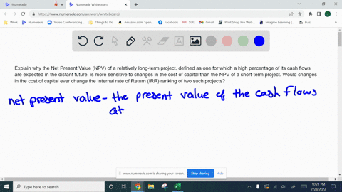 explain-why-the-net-present-value-npv-of-a-relatively-long-term-project-defined-as-one-for-which-a-high-percentage-of-its-cash-flows-are-expected-in-the-distant-future-is-more-sensitive-to-c-62641
