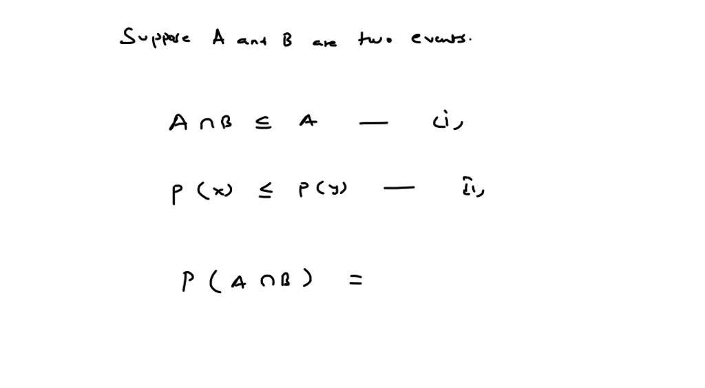 SOLVED: Proof of the conjunction rule of probability that P(A) ≥ P(A and B)