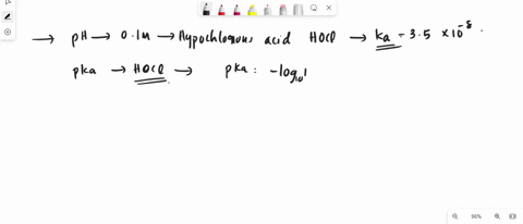what-is-the-ph-of-a-0100-m-hypochlorous-acid-hocl-solution-with-ka-3510-8-30075