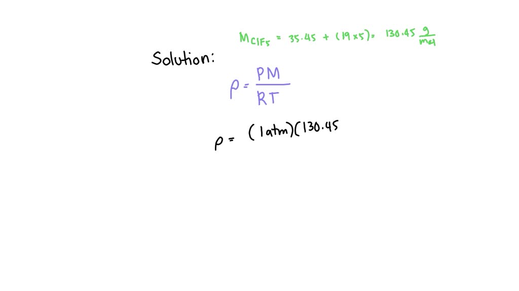 SOLVED Calculate to three significant digits the density of chlorine
