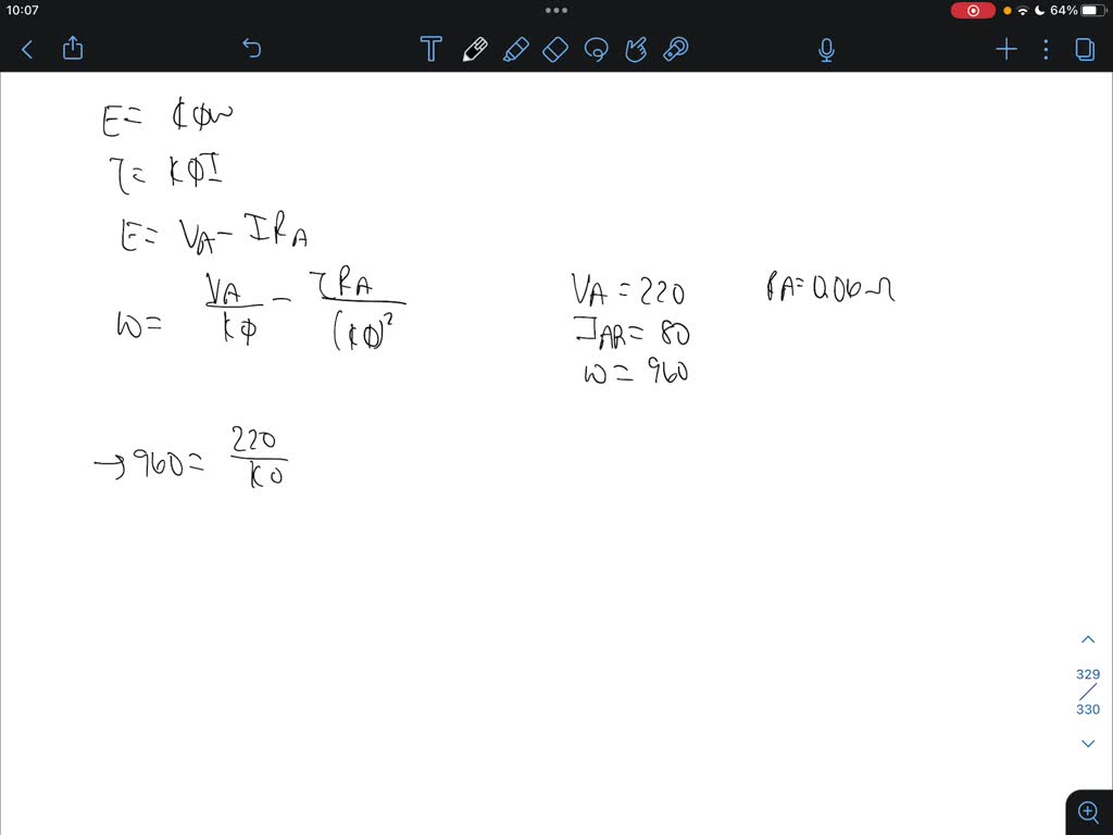 SOLVED: A 240 V separately excited DC motor is driving a constant ...