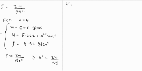 the-density-of-copper-which-has-the-fcc-structure-is-896-gcm3-the-atomic-mass-of-copper-is-635-gmol-calculate-a-the-lattice-parameter-and-b-the-atomic-radius-of-copper-76907