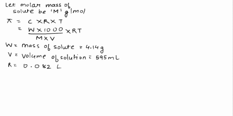 when-414-g-of-a-nonelectrolyte-solute-is-dissolved-in-water-to-make-595-ml-of-solution-at-25-c-the-solution-exerts-an-osmotic-pressure-of-965-tott-what-is-the-molar-concentration-of-the-solu-83246