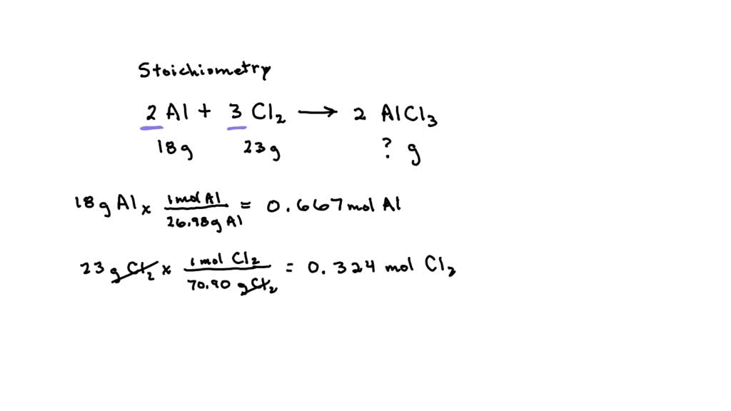 SOLVED: Aluminium reacts with chlorine gas to form aluminium chloride ...