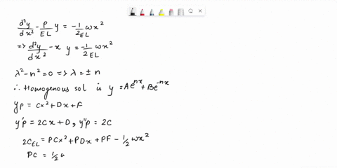 the-differential-equation-satisfied-by-a-beam-uniformly-loaded-w-kglmetre-with-one-end-fixed-and-the-second-end-subjected-to-tensile-force-p-is-given-by-eldy-py-1x2_-dx2-show-that-the-elasti-40053