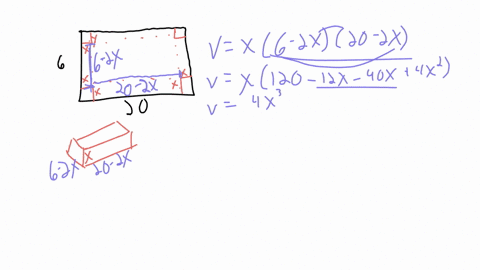 an-open-box-is-to-be-made-out-of-a-6-inch-by-20-inch-piece-of-cardboard-by-cutting-out-squares-of-equal-size-from-the-four-corners-and-bending-up-the-sides-find-the-dimensions-of-the-resulti-58545