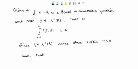 supposefn1a-is-lebesgue-measure-on-r-and-f-r-r-is-a-borel-measurable-function-such-that-belongs-to-rdefine-qr-r-by-gx-fa1-prove-that-g-is-uniformly-continuous-on-r-34383