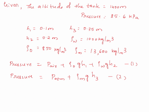 the-water-in-a-tank-is-pressurized-by-air-and-the-pressure-is-measured-by-a-mulitifluid-manometer-as-shown-in-the-figure-below-the-tank-is-located-on-a-mountain-at-an-altitude-of-1400m-where-55842