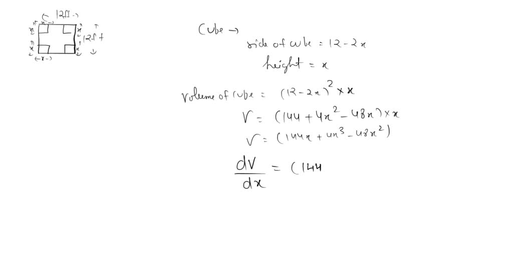 SOLVED A box with no top is to be made from a 12foot by 12foot