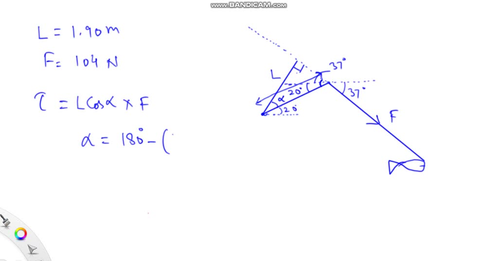 (a) The fishing pole in the figure below makes an angle of 20.0 with the  horizontal. What is the torque exerted by the fish about an axis  perpendicular to the page and passing through the angler's ...