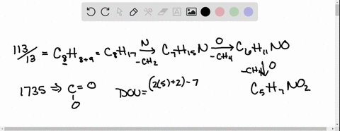 draw-the-structure-for-a-compound-that-shows-a-molecular-weight-of-mlz-113-the-ir-spectra-have-characteristic-strong-absorptions-at-2270-cm-l-and-1735-cm-l-the-ih-and-13c-nmr-are-below-hint-33978
