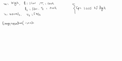 a-air-flows-through-an-isentropic-device-with-a-constant-mass-flow-rate-of-10-kgs-the-air-at-the-left-opening-is-at-1-bar-and-600-k-and-the-air-at-the-right-opening-is-at-5-bar-and-900-k-the-17422