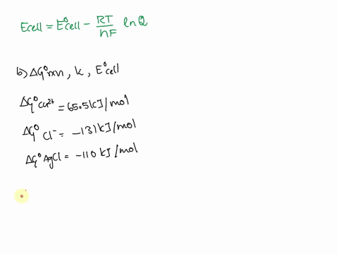 devise-the-electrochemical-cell-in-which-the-cell-reaction-is-cu2aq-2cl-aq-2-ags-2-agcls-cus-write-down-the-half-cell-reactions-for-the-corresponding-electrodes-and-the-nernst-equation-calcu-78558